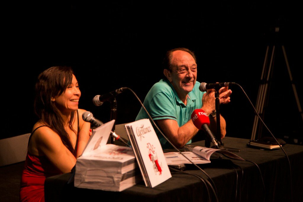 Carolina Espinoza y Pepe Ribas durante la presentación de Ajoblanco en el Teatro del Barrio de Madrid el pasado 20 de junio. Foto: Verónica Granado